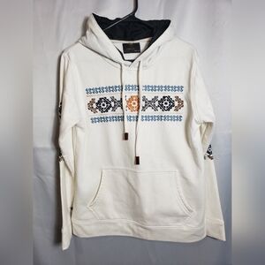 Mao White Hoodie with Geometric Embroidery Size M